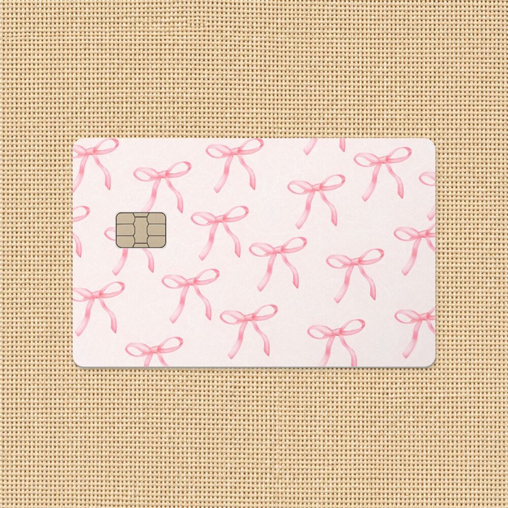 Pink Bows Credit Card Skin Sticker Cute Coquette Bow Pattern Debit Card Cover